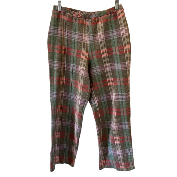 Vintage 70s Johnny Appleseed’s knit plaid trouser pants gray pink purple green - Picture 2 of 9